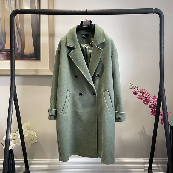 Zara Jackets & Blazers - [XL] Zara TRF Dark Mint Green Knee-Length Oversized Wool-Like Pea Coat Women’s